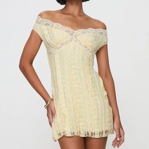 Bonnin Off The Shoulder Lace Mini Dress